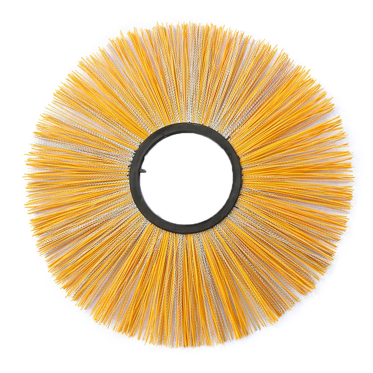 Flat-shaped Poly Core Ring Wafer Brush With Mixed PP/Steel Wire Bristles