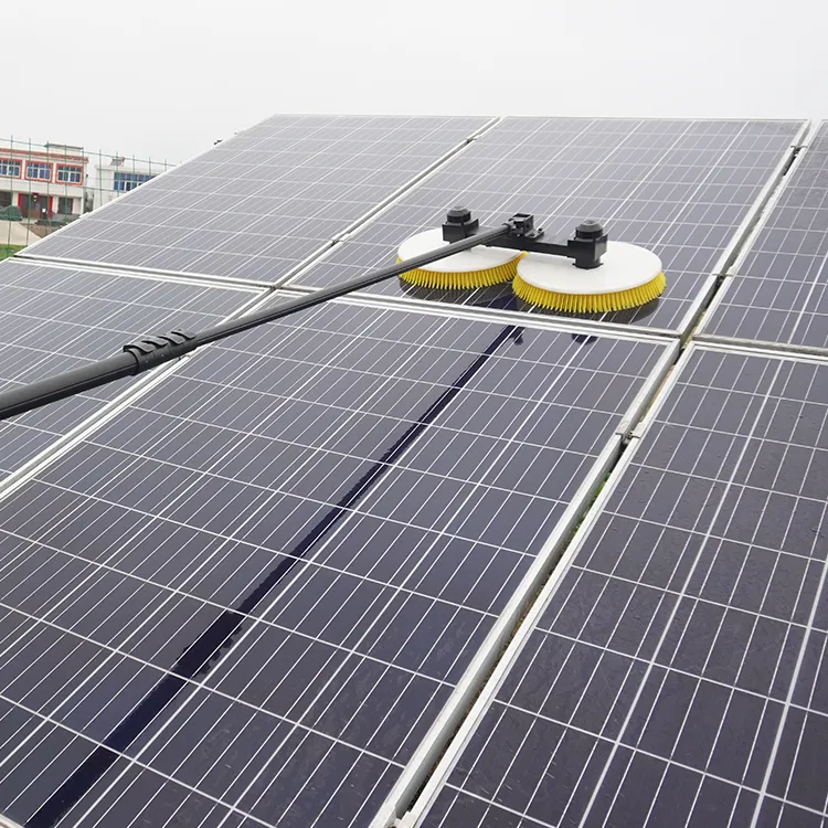 Cleaning Solar Panels with Electric Solar Panel Brush
