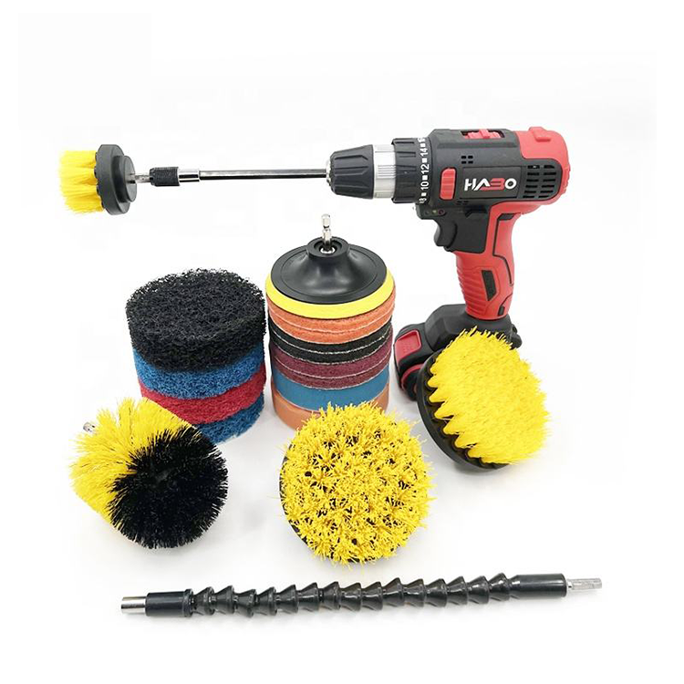 Drill Brush Kit With Polishing/Waxing/Extension Attachments