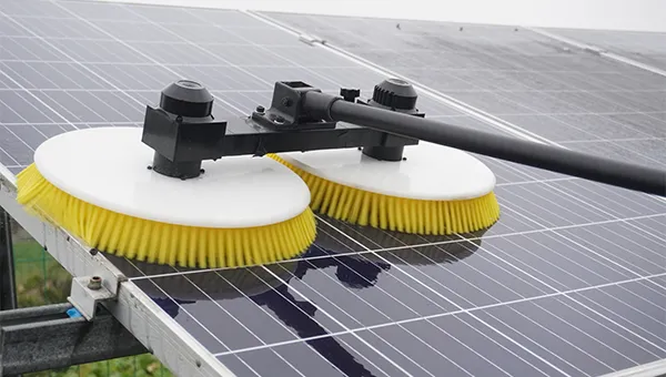 Cleaning Solar Panels With Electric Rotary Brush