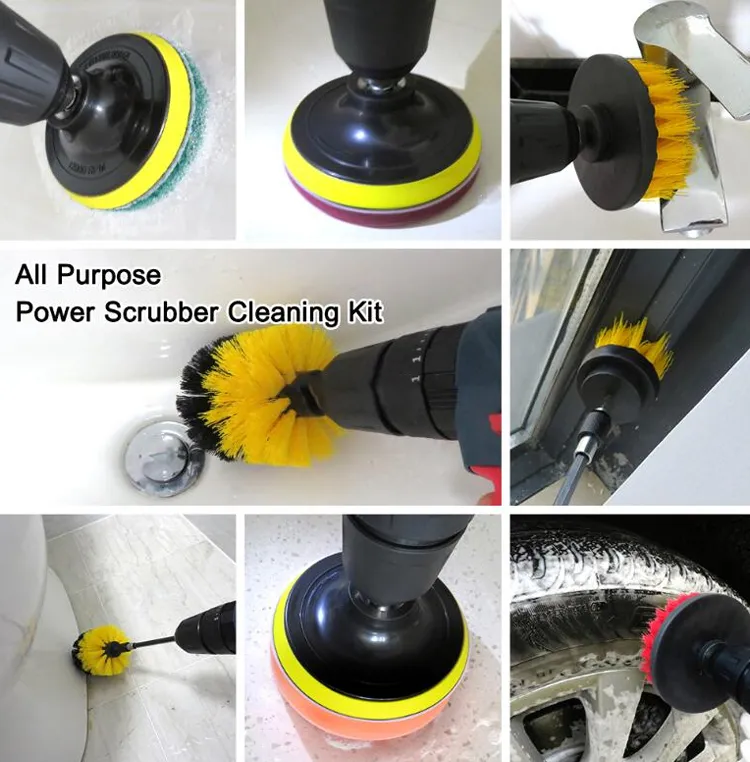 Household cleaning with Drill Brush Kit