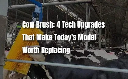 Cows using Cow Scratching Brush in the dairy barn